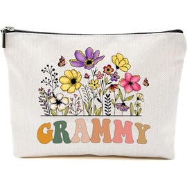 Grammy Wildflowers Gifts For Mother's Day Makeup Bags - Grammy Flower Gift Bags - Mom Birthday Gifts - Travel Cosmetic Bag For Birthday