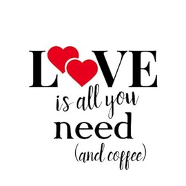 Love is All You Need and Coffee Red Hearts NOK Decal Vinyl Sticker |Cars Trucks Vans Walls Laptop|Black|5.6 x 5.4 in|NOK882