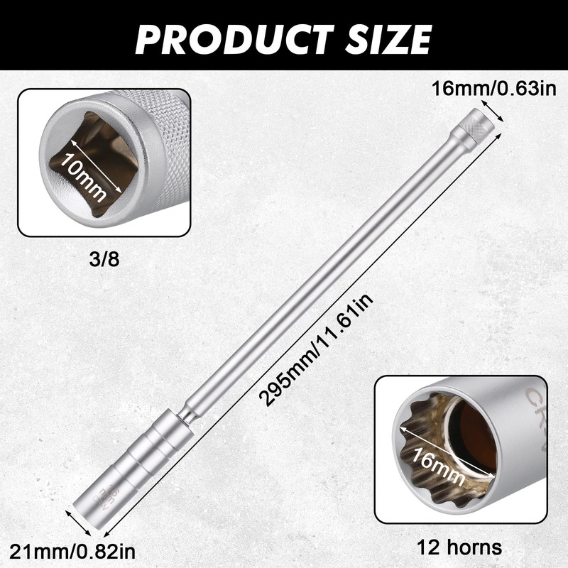 Zocipro Long Rod 16mm Spark Plug Socket, Thin Wall Universal