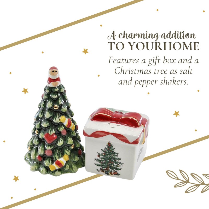 Spode Christmas Tree and Gift Salt & Pepper Shaker Set