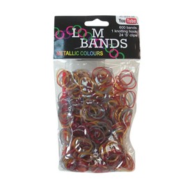 LND Gifts Loom Bands Kit, Replacement Loom Bands Refil 600 Bands in Metallic Colours Bronze, Silver and Gold with Knotting Hook, 24 S Clips for Loom Bands Loom Band Kit Bracelet Making Kit