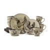 Pfaltzgraff Homespun Rooster 16-Piece Dinnerware Set, Service for 4 Brown