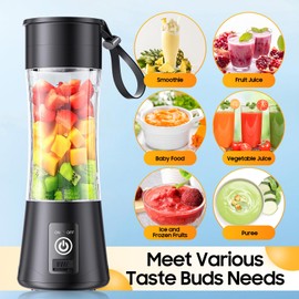 Cordless Portable Personal Size Blender - USB Rechargeable Blender for Smoothies and Shakes, 6 Blades with 380Ml BPA Free Juice Cup, Freshly Squeezed for Picnic/Sprots