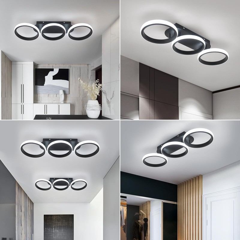 Kaniker Modern LED Ceiling Light, 3-Round Rings Flush Mount Ceiling