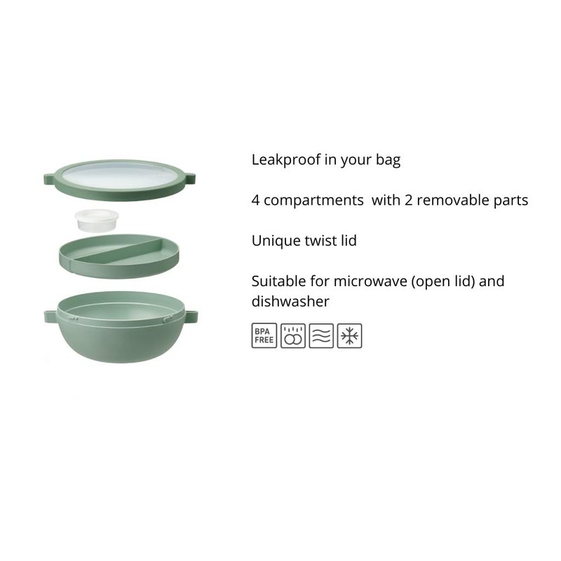 Mepal Basic bento Lunch Bowl Vita, Multi-Compartment, Extra Dressing Container