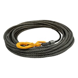 Steel Winch Cable 9/16" x 100FT Wire Rope with 360° Swivel Self-Locking Hook, Towing Cable Heavy Duty, 17637 Lbs Breaking Strength, 4409 Lbs Capacity, 6x37 Construction, for Truck, Winch