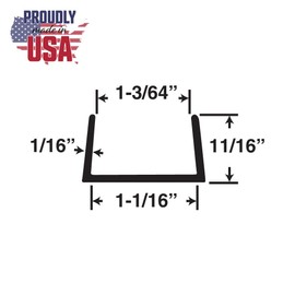 Outwater Plastics White 1-1/16''Styrene Plastic U-Channel/C-Channel 36 Inch Lengths (Pack of 4)