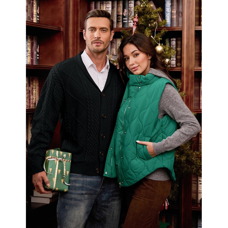 JMIERR Men's Cardigan Sweaters Fall Casual Long Sleeve Shawl Collar