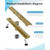 Brushed Titanium Gold Shower Drain 24 Inch, 304 Stainless Steel