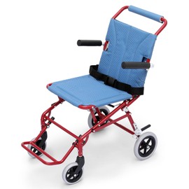 Athena Collection Lightweight Wheelchair for Adults Seniors, Foldable Wheelchair with 18" Width Seat, Transport Wheel Chair with Flit-up Armrest Footrest Seatbelt and Brake, Support 250 Lbs, Red
