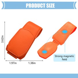 Zpana Sunglasses Holders for Car Sun Visor, Leather Magnetic Vehicle Eyeglasses Hanger Clip for Ticket Card, Auto Interior Glasses Hanging Accessories, Universal for SUV Sedan Truck (Orange)