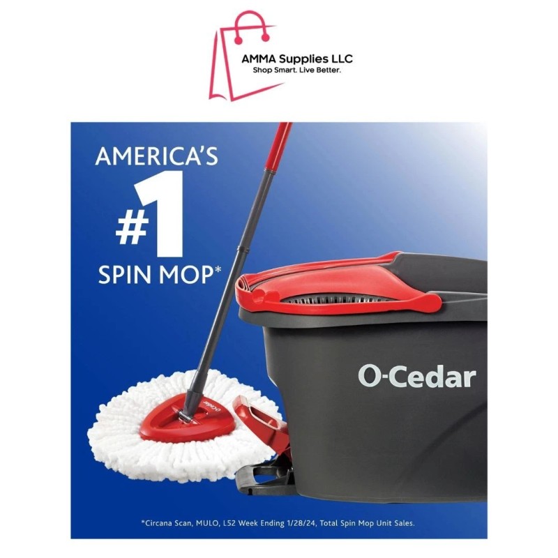O-Cedar Easy Wring Microfiber Spin Mop, Bucket Floor Cleaning System,