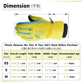 Azarxis Children's ski gloves, winter ski gloves, winter gloves for skiing, snowboarding, yellow
