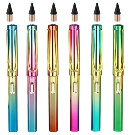 JOCXZI 6 Pcs Everlasting Pencil- Infinity Inkless Pencil with Eraser, Wooden Pencils, Magic Cute Forever Pencil for Kids Writing Sketching for Adults Students Artists Painters