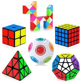 Vdealen Speed Cube Set, 7 Pack Puzzle Cube Bundle Fidget Ball 2x2 3x3 4x4 Pyr...