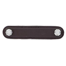 Vicenza Designs K1162 Archimedes Leather Pull, 4-Inch, Brown, Satin Nickel