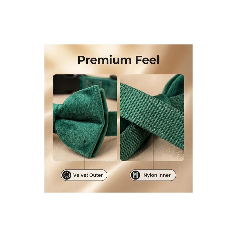 Collar para perro con pajarita, material de terciopelo suave con