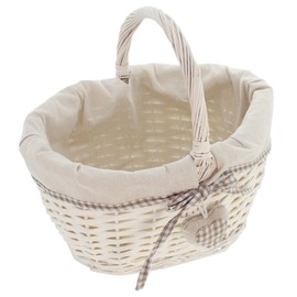 Love Heart Basket with Handle White