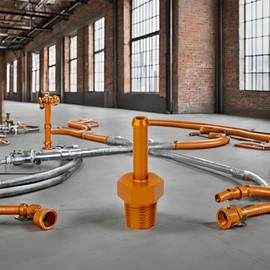 PrecisionGeek Orange Aluminium Coupling Plug Hose Nozzle Male Thread 1/8 NPT to Hose 5 mm - 6 mm (1/4 Inch)