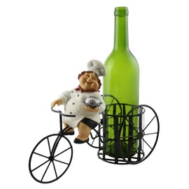 Italian Female Chef Riding Bike Wine Bottle Holder