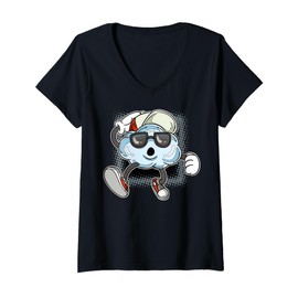 Womens Cartoon Cloud Character Fun Funky Cloud For Kids V-Neck T-Shirt