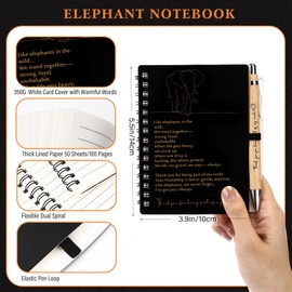 Harloon 20 Sets Thanksgiving Elephant Friendship Gift Friendsgiving A6 Spiral Notebook with Elephant Bamboo Pen Employee Appreciation Gifts for Staff Team Coworker Teachers