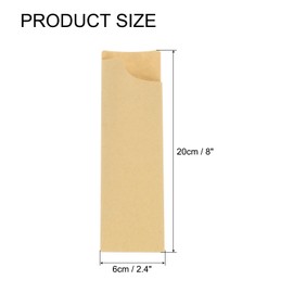 uxcell 100 Pcs Paper Silverware Bags 8 x 2.4 Inch Disposable Silverware Sleeves Oilproof Kraft Paper Bag Utensil Holder for Cutlery Spoon Chopsticks, Brown