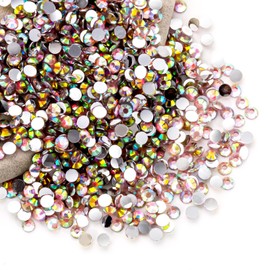 Lt Pink AB Rhinestones Bulk, 10000PCS Flat Back Round Jelly AB Rhinestones Non-Hotfix Crystal Gems Wholesale for Crafts Makeup Nails Face Tumblers Clothes Shoes Handmade Decoration 3mm