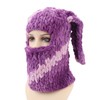 Bunny Ear Knitted Hat Purple Warm Windproof Thicken Stretchy Stylish
