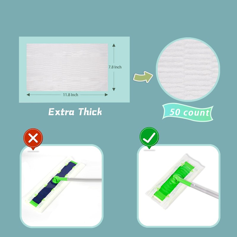 UKEENOR Dry Mop Refills 50 Counts Disposable Dusting Cloths Dry