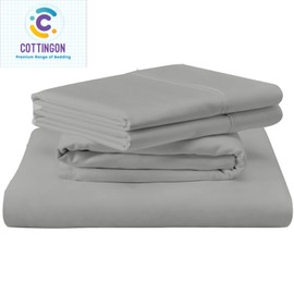 Rv King Sheets 72 X 75 -Rv King Sheets Cotton,4 Pcs Cotton Bed Sheet Set to Fit Upto 15" Deep Mattress : Rv King72 X 75" -Light Grey Solid