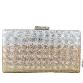Boutique De FGG Gradient Gold Rhinestone Evening Bags for Women Formal Party Crystal Clutch Wedding Bridal Handbags Gradient Golden Small, Colour gradient golden