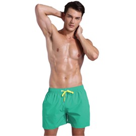 QRANSS Surf Men's Quick Dry Swim Trunks Bathing Suit Beach Shorts (Green)