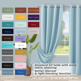 Light Blue Curtains 84 Inch Length for Bedroom 2 Panels Pack Set Sooth Pale Sky Colored Room Darkening Window Treatments Drapes Insulated Thermal Blackout Curtains for Living Room Sliding Glass Door