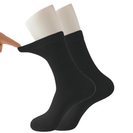 Bomeirc 2 Pairs Men's Solid Crew Socks Casual Socks Crew Knit Socks Size 8-15 (2-Pack Charcoal)
