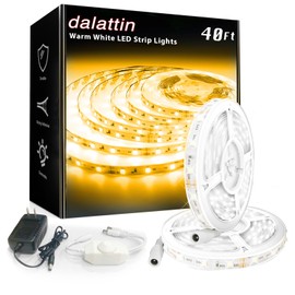 dalattin Warm White LED Strip Lights, 40ft Dimmable Super Bright 24V Led Tape Light 3000K 720 LEDs Lights for Bedrooms, Mirror, Kitchen, Home Decoration Daylight White (2 roll of 20ft)