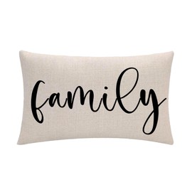 2Pack Farmhouse Lumbar Pillow Covers Beige Nice Gift Inspirational Family Let's Stay Home Quotes Rectangular/Waist Cushion Covers Rustic Home Decor Pillowcase 12”×20”,For Housewarming Gifts(Beige)