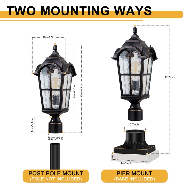 Slypadan Dusk to Dawn Outdoor Post Lights,Black Waterproof Lamp Post