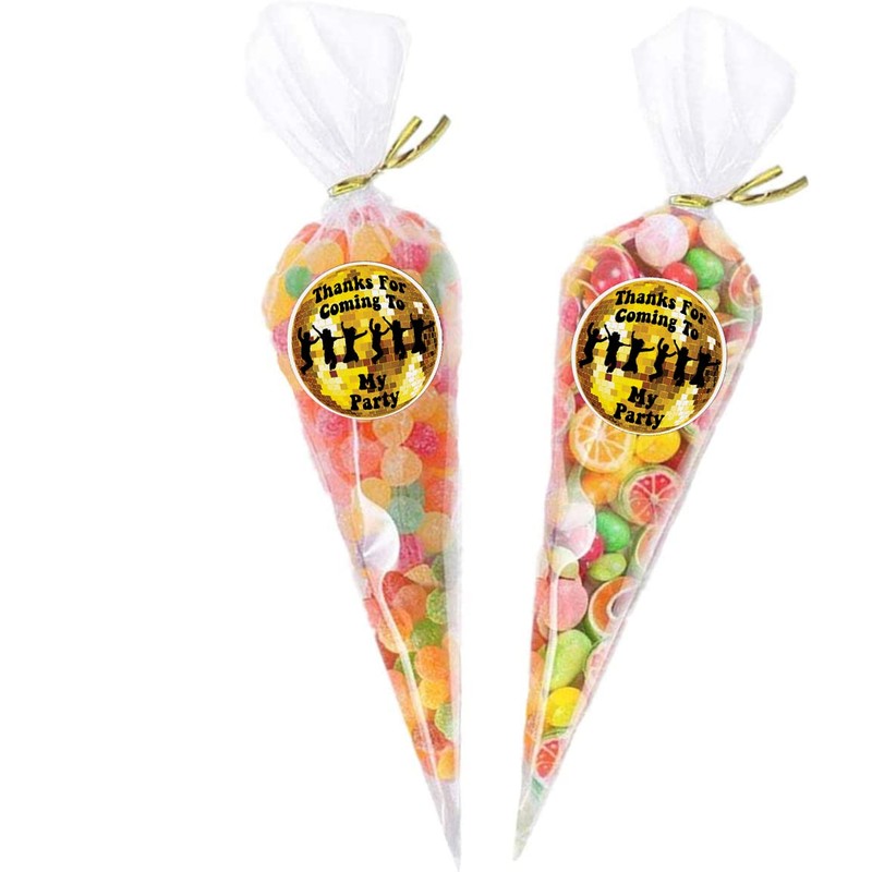 Disco Thank You Birthday Party Stickers for Party Bags &