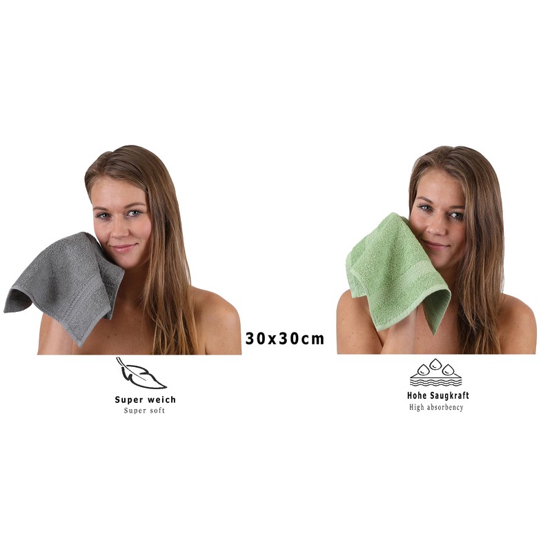 Washcloth set PREMIUM 10 pieces 100% cotton quality 470gsm, colour