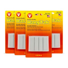 Hygloss Products HangTak - Reusable Adhesive Putty Tack for Posters, Signs, Crafts & More - 8 Ounces - White - 4 Pack (65038)