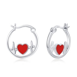 Nurse Earrings 925 Sterling Silver Heartbeat Heart Earrings EKG Huggie Hoop Earrings Nurse Jewelry Graduation Gift for Nurse Doctor Medical Student