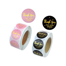 Andiker Thank You Stickers 1000pcs, Glossy Metallic Printing Round Stickers, Thank You for Your Order Stickers Perfect for Boutique Bags, Bakeries, Handmade Goods & Small Business (1 inch)