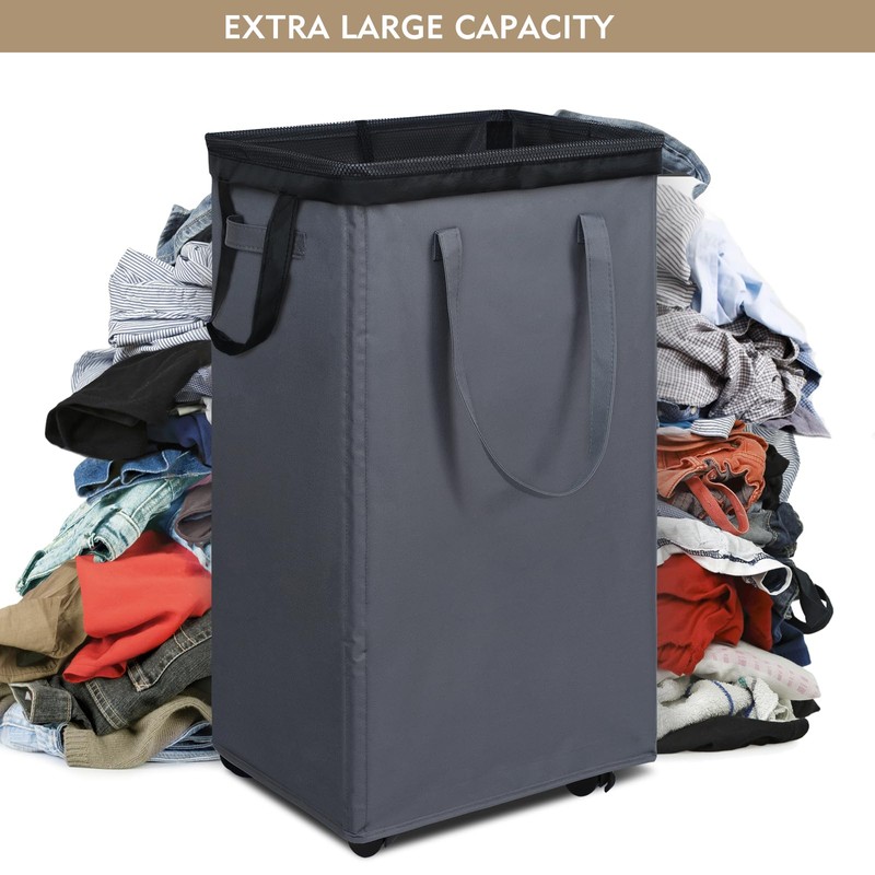 DOKEHOM 90L X-Large Laundry Basket with Removable Wash Bag on