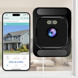 4K Window Security Camera for Home: 2.4GHz&5GHz WiFi Window Camera with Dual-Light Color Night Vision - Indoor Window Cam with Motion Detection for Home Security - with 2 Multiple Angles Window Mounts