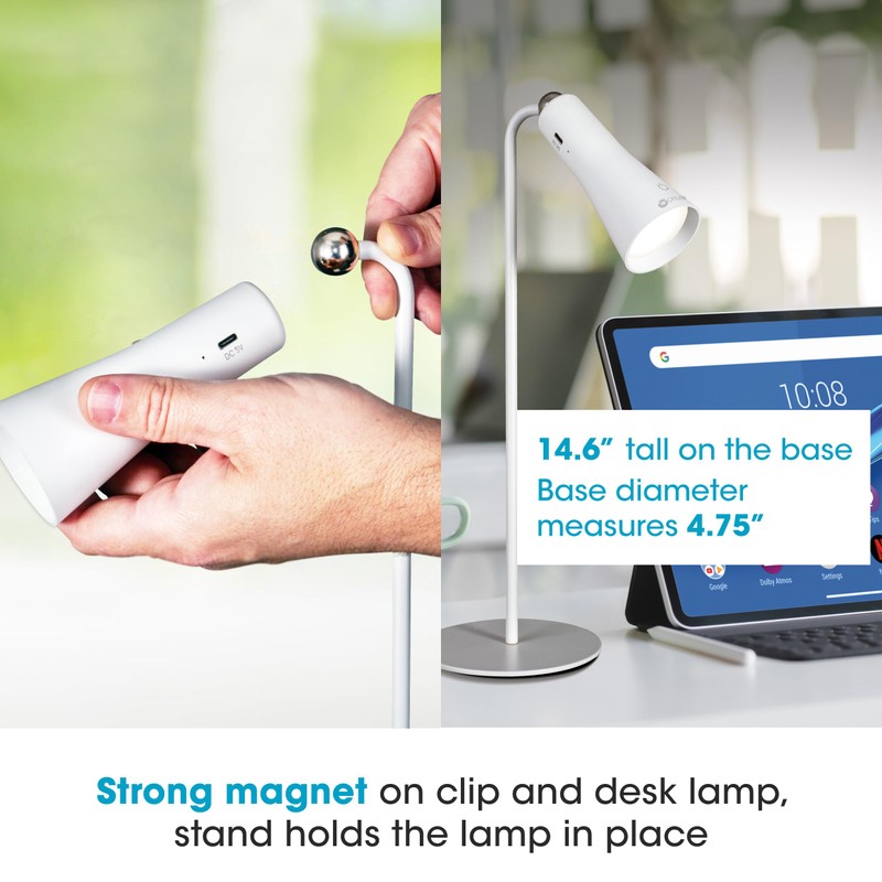 OttLite Switch 3-in-1 Rechargeable Task Lamp, Clearsun, White, Retail