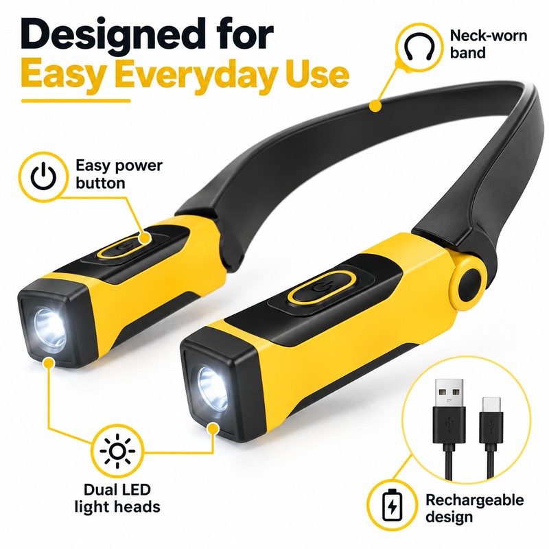 Rechargeable LED Neck Reading Light for Hands-Free Tasks – 2