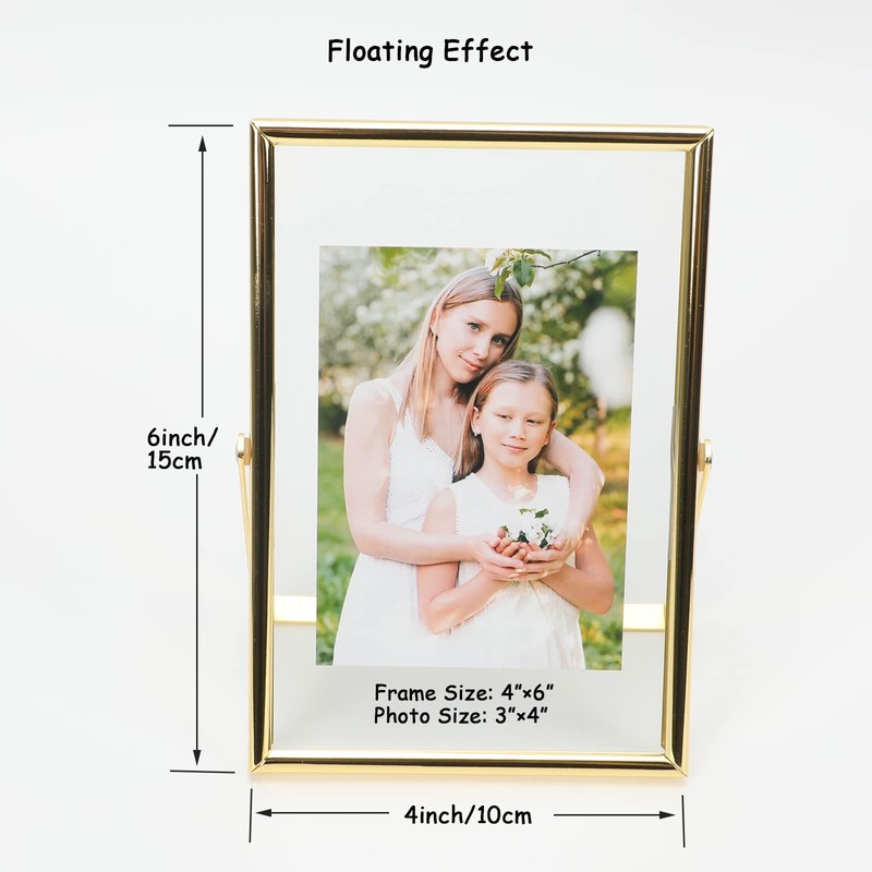 AhaGo Gold Floating Frame (4"x6", Vertical, 2 Set), For Picture