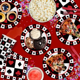 Casino Card Night Birthday Party Supplies Set Plates Napkins Cups Tableware Kit for 16