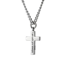 Shields of Strength Mens Stainless Steel Always Cross Necklace Matthew 28:20 Simple Eloquent Design Any Occasion Reminder Faithful Love Mercy Inspiring